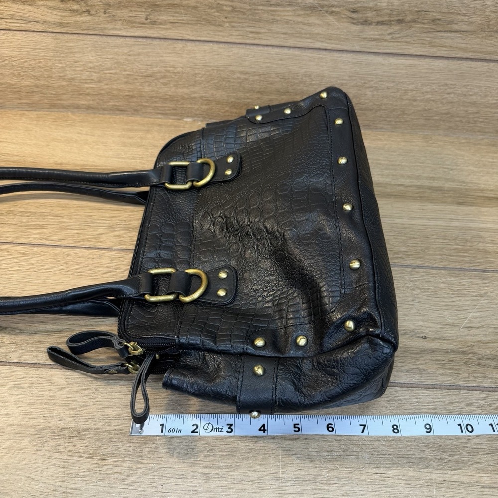 Great American Leather Works Shoulder Bag Crocodile Embossed Vintage Y2K Black - Picture 15 of 16